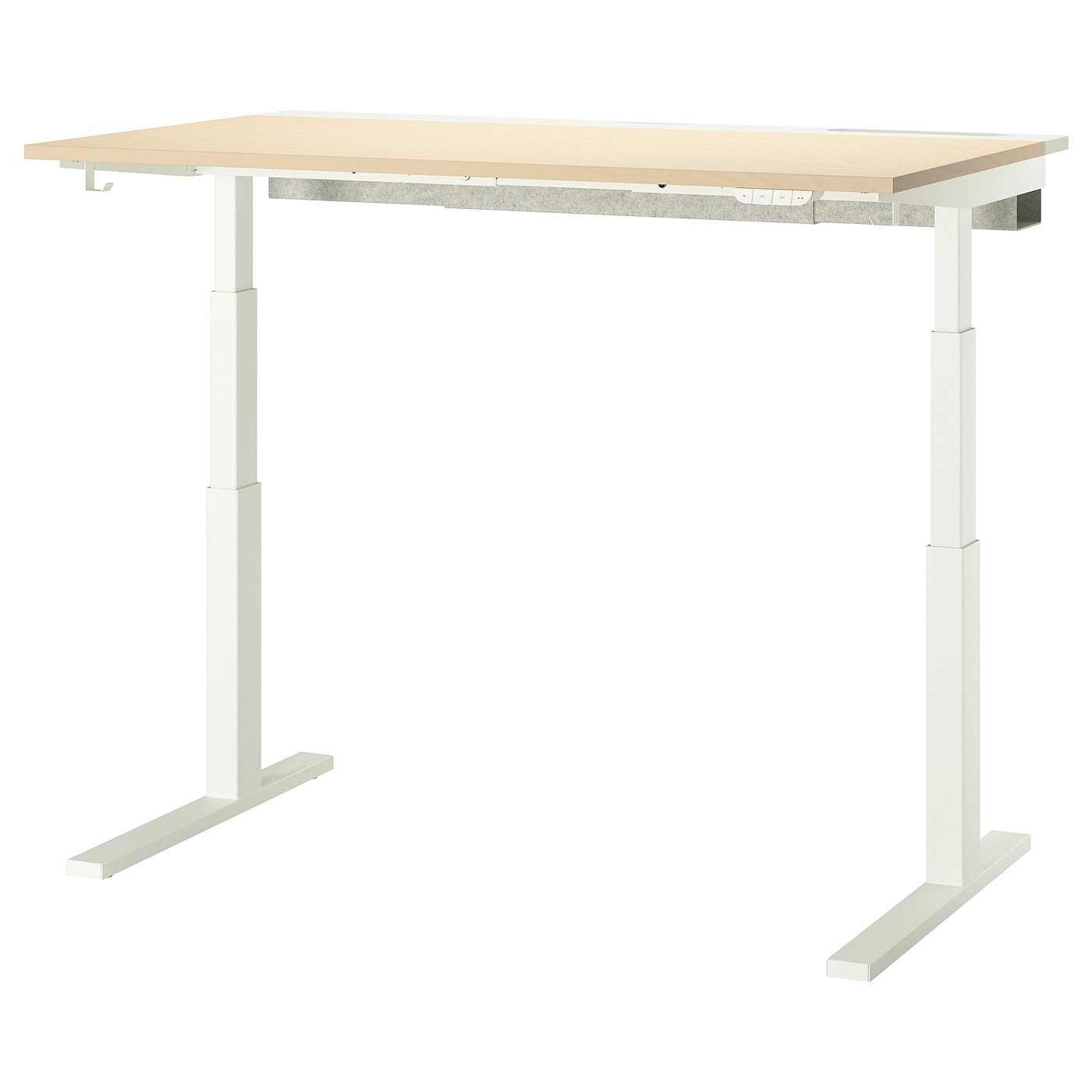 Møbelmontering MITTZON Skrivebord hæve/sænke, elektrisk birketræsfiner/hvid, 140×80 cm