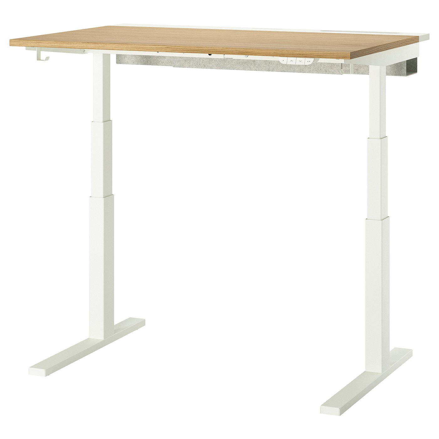 Møbelmontering MITTZON Skrivebord hæve/sænke, elektrisk egetræsfiner/hvid, 120×80 cm