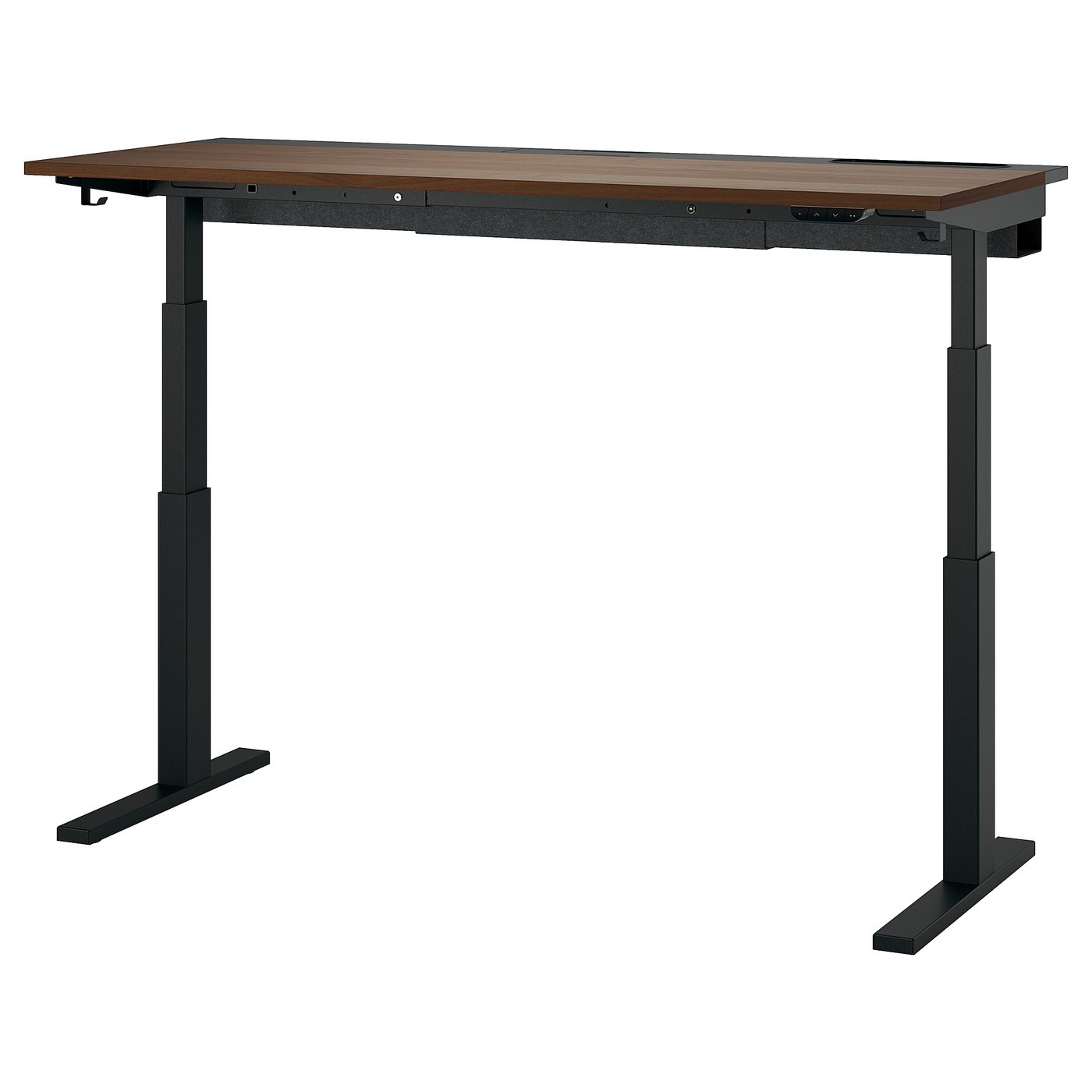Møbelmontering MITTZON Skrivebord hæve/sænke, elektrisk valnøddetræsfiner/sort, 160×60 cm