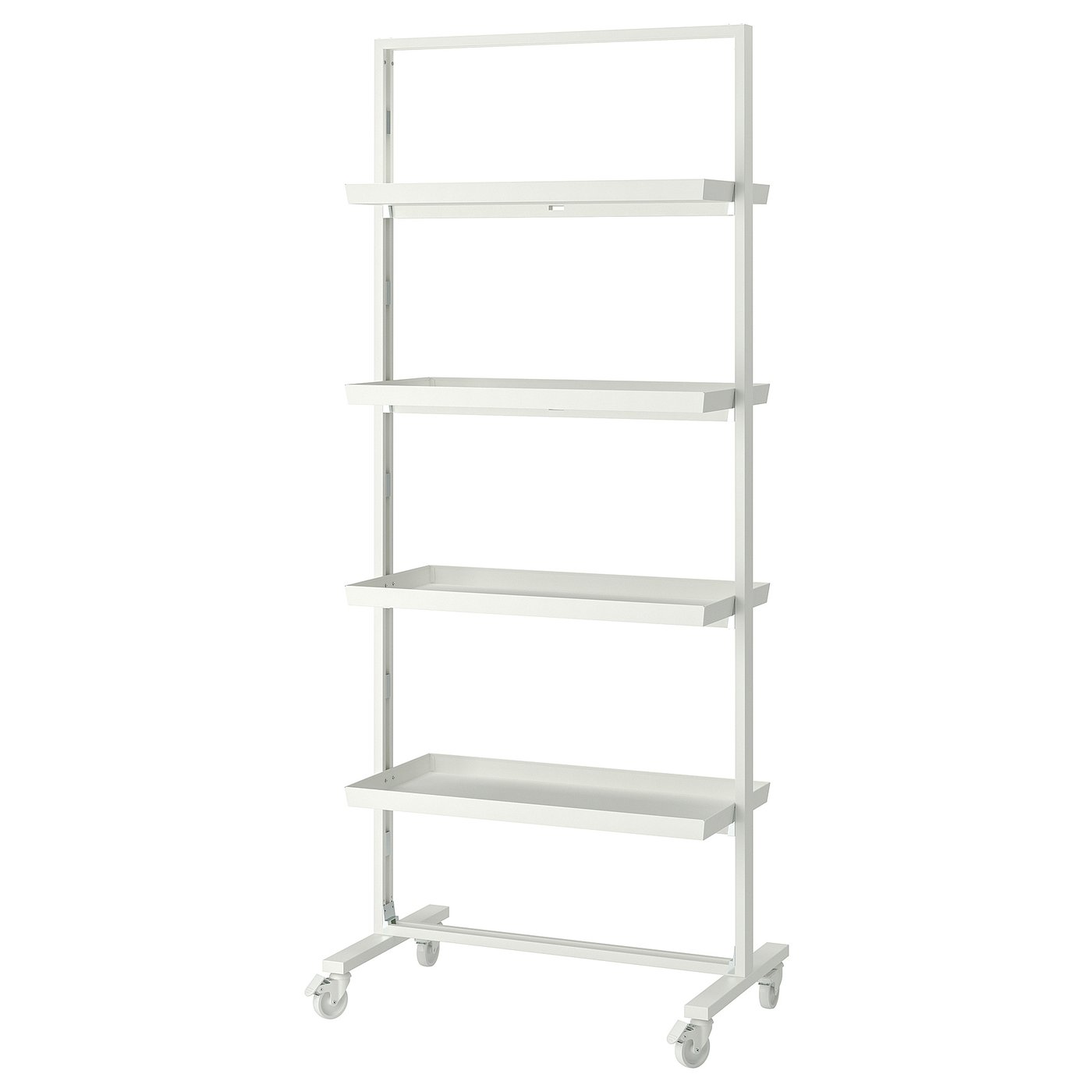 Møbelmontering MITTZON Stel med hjul/udstillingsreol, hvid, 85×205 cm