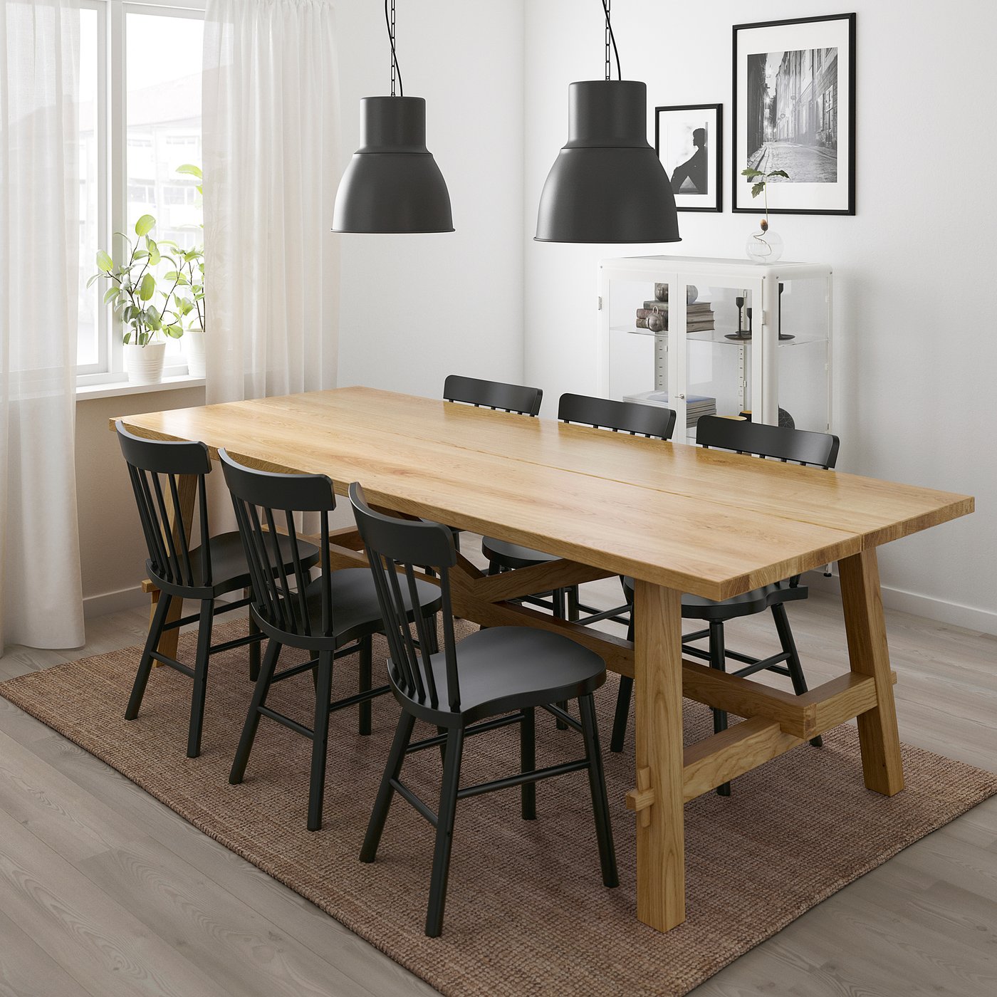 Møbelmontering MÖCKELBY / NORRARYD Bord og 6 stole, eg/sort, 235x100 cm | Billig & Hurtig i København