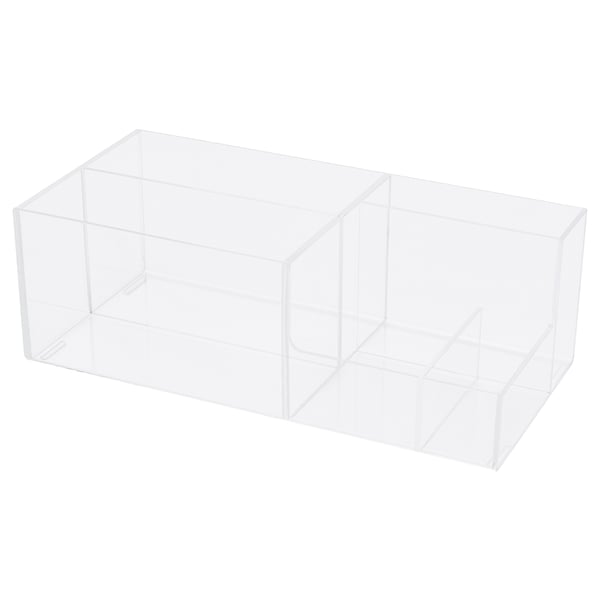 Klar akryl makeup organizer med flere rum, let synlighed.