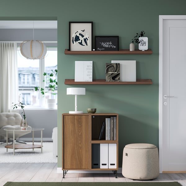 MOSSLANDA Billedhylde, valnøddetræsmønster, 115 cm