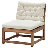 NÄMMARÖ stol, beige pude, akacietræ, udendørs, enkelt firkantet design.