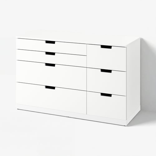 NORDLI Kommode 7 skuffer, hvid, 120x76 cm