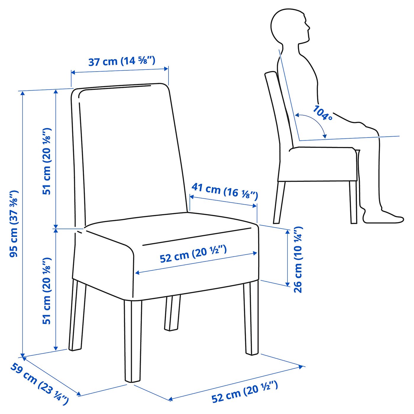 Møbelmontering NORDVIKEN / BERGMUND Bord og 6 stole, sort/Ryrane mørkeblå, 210/289 cm | Billig & Hurtig i København