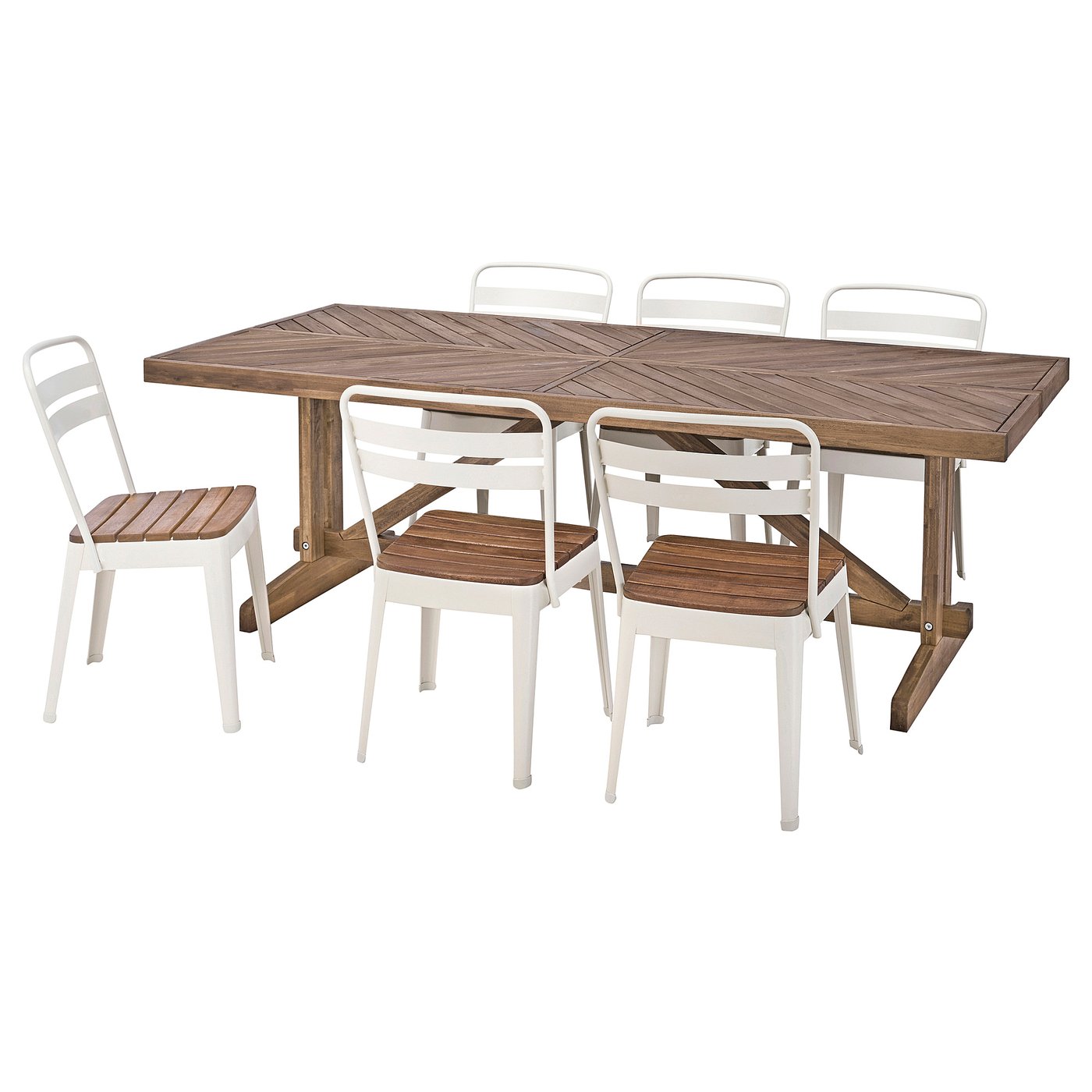 Møbelmontering NORRMANSÖ / NORRMANSÖ Bord og 6 stole, udendørs, akacie/beige akacie, 220×100 cm