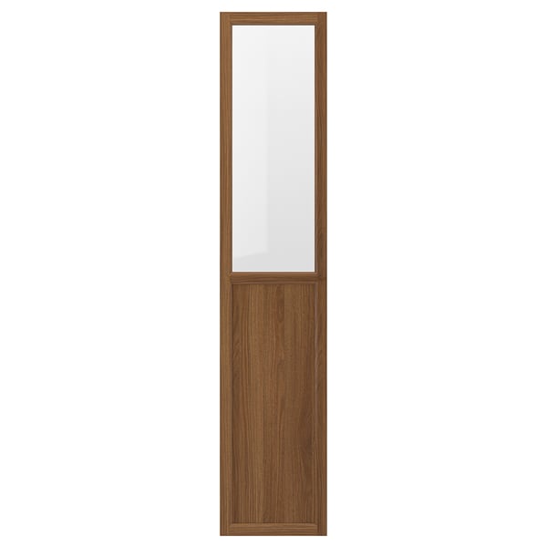 OXBERG træskab med glasplade, justerbart panel, naturlig finish, rektangulær form, moderne design.