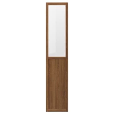 OXBERG træskab med glasplade, justerbart panel, naturlig finish, rektangulær form, moderne design.