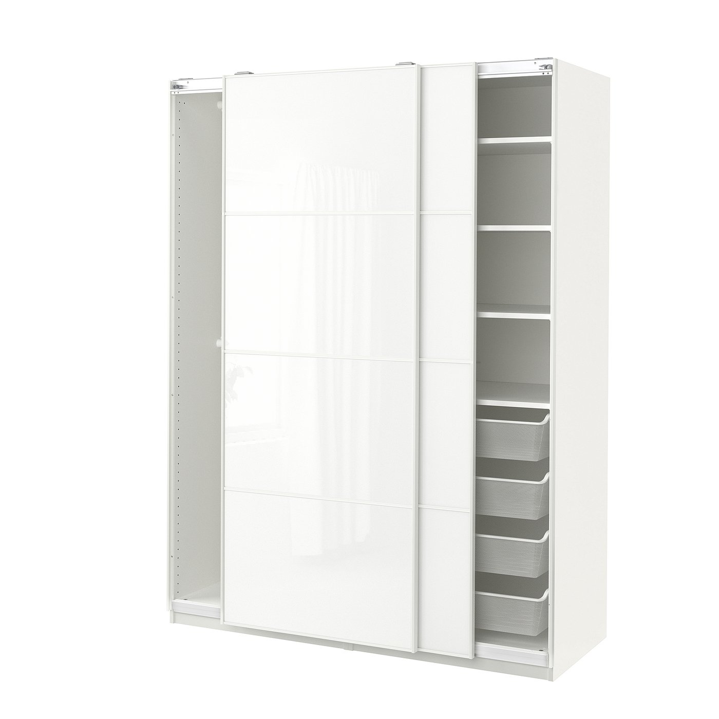 Møbelmontering PAX / FÄRVIK Garderobekombination, hvid/hvidt glas, 150x66x201 cm | Få et tilbud i dag