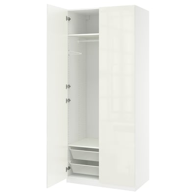 PAX / FARDAL Garderobekombination, hvid hvid højglans/hvid, 100x60x236 cm