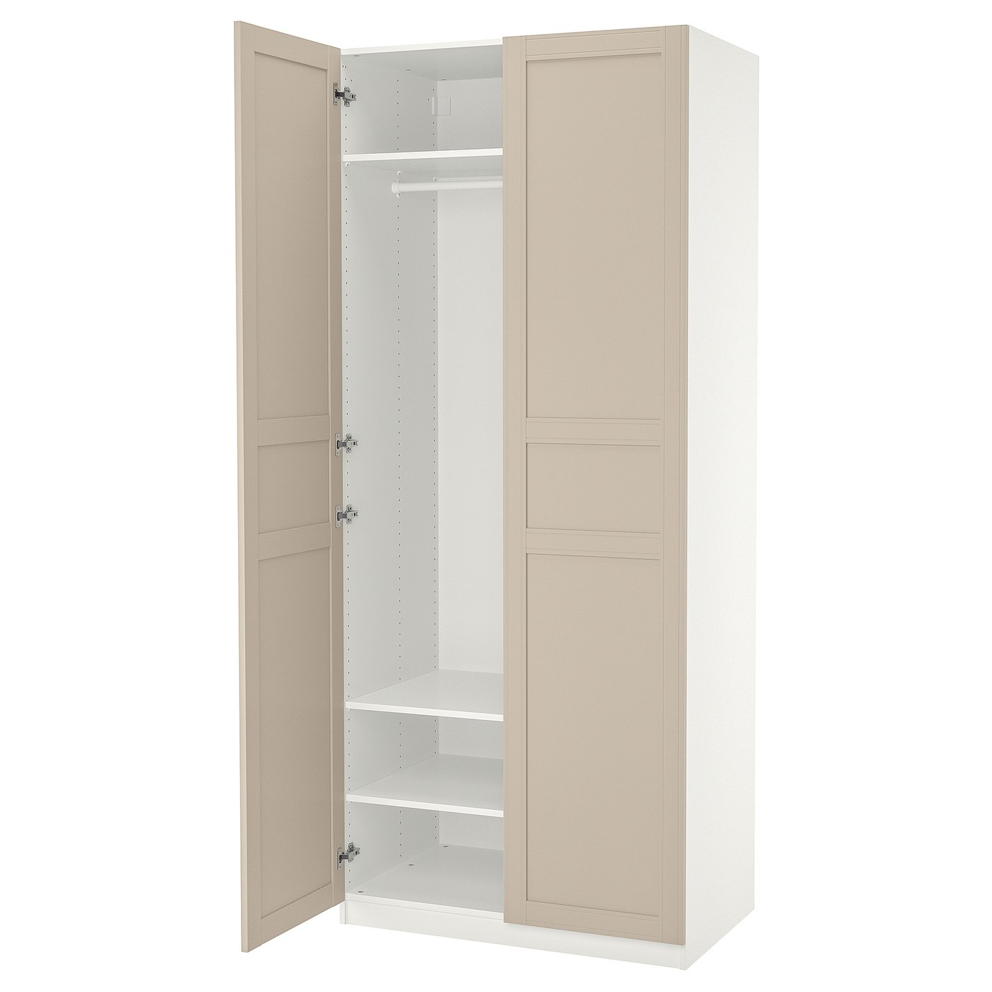 Møbelmontering PAX / FLISBERGET Garderobeskab, hvid/lys beige, 100x60x236 cm