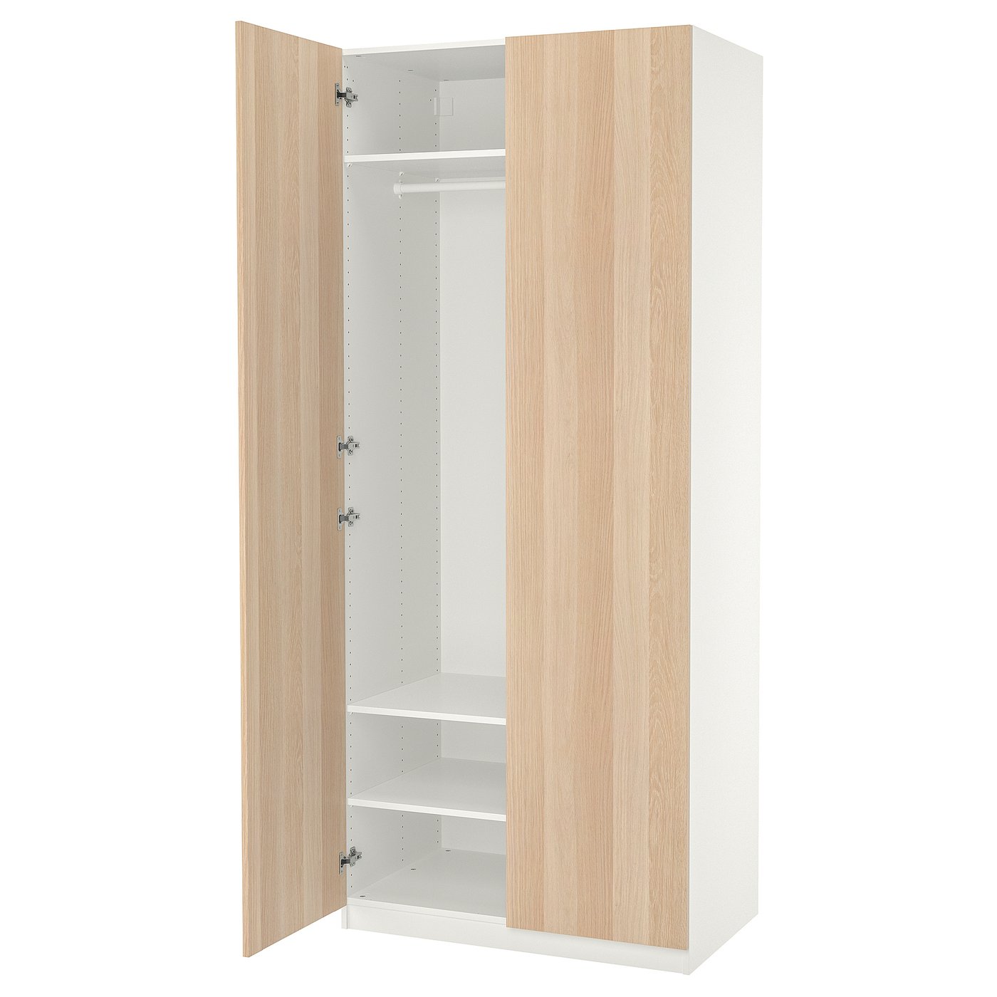Møbelmontering PAX / FORSAND Garderobeskab, hvid/egetræsmønster med hvid bejdse, 100x60x236 cm | Billig & Hurtig i København
