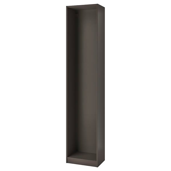PAX garderobestel, mørkegrå, smalt design, minimalistisk