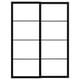 Et sort PAX garderobestel til skydelåger, rektangulært og minimalistisk i designet.