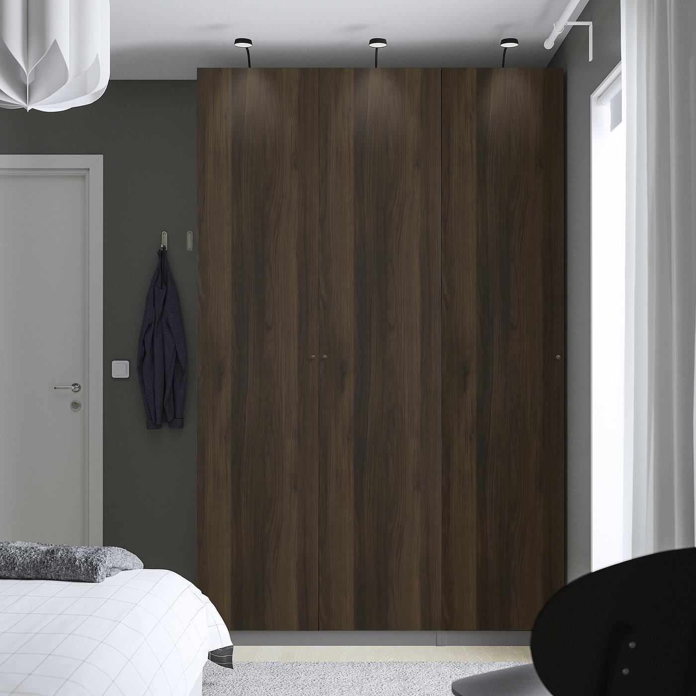 Møbelmontering PAX / STORKLINTA Garderobekombination, mørkegrå/mørkebrun bejdset egetræsmønster, 150x60x236 cm | Billig & Hurtig i København