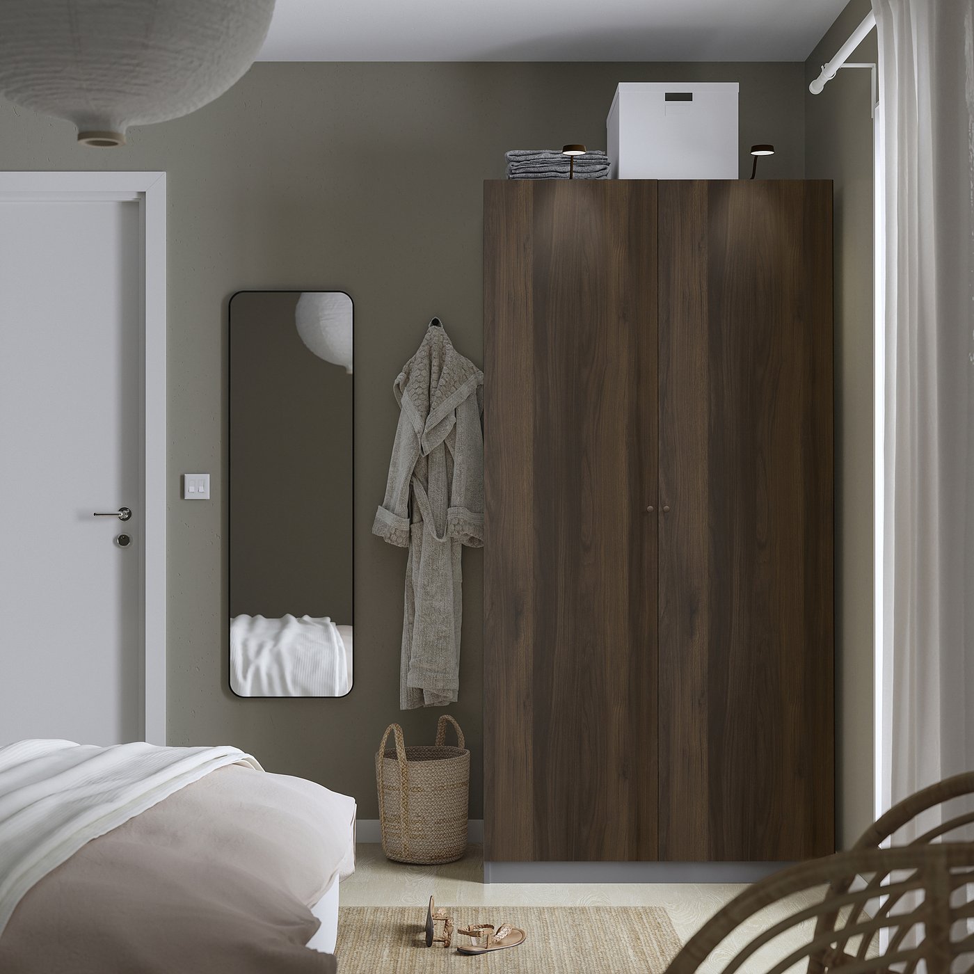 Møbelmontering PAX / STORKLINTA Garderobekombination, mørkegrå/mørkebrun bejdset egetræsmønster, 100x60x201 cm | Billig & Hurtig i København