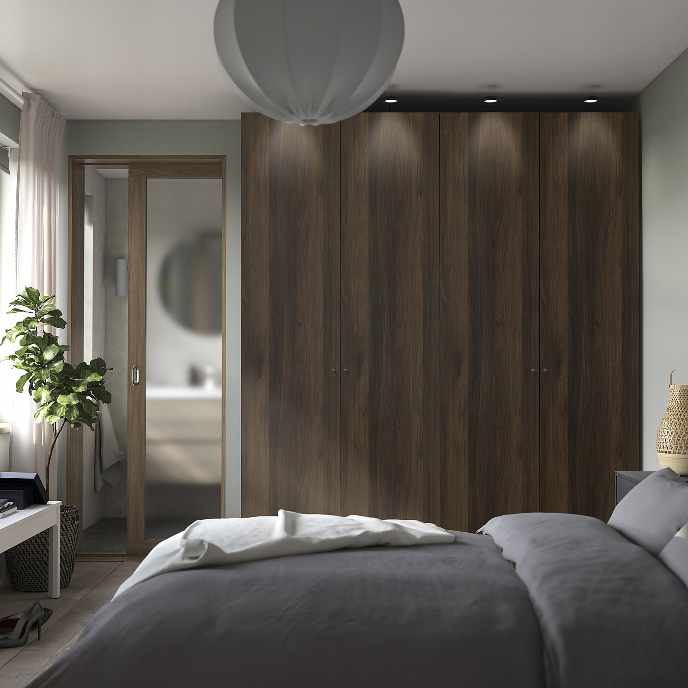 Møbelmontering PAX / STORKLINTA Garderobekombination, mørkegrå/mørkebrun bejdset egetræsmønster, 200x60x236 cm | Billig & Hurtig i København