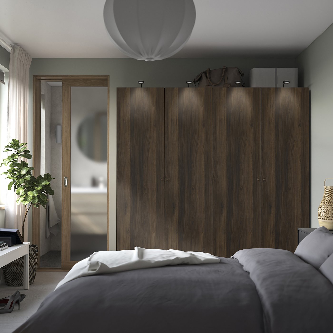 Møbelmontering PAX / STORKLINTA Garderobekombination, mørkegrå/mørkebrun bejdset egetræsmønster, 200x60x201 cm | Billig & Hurtig i København