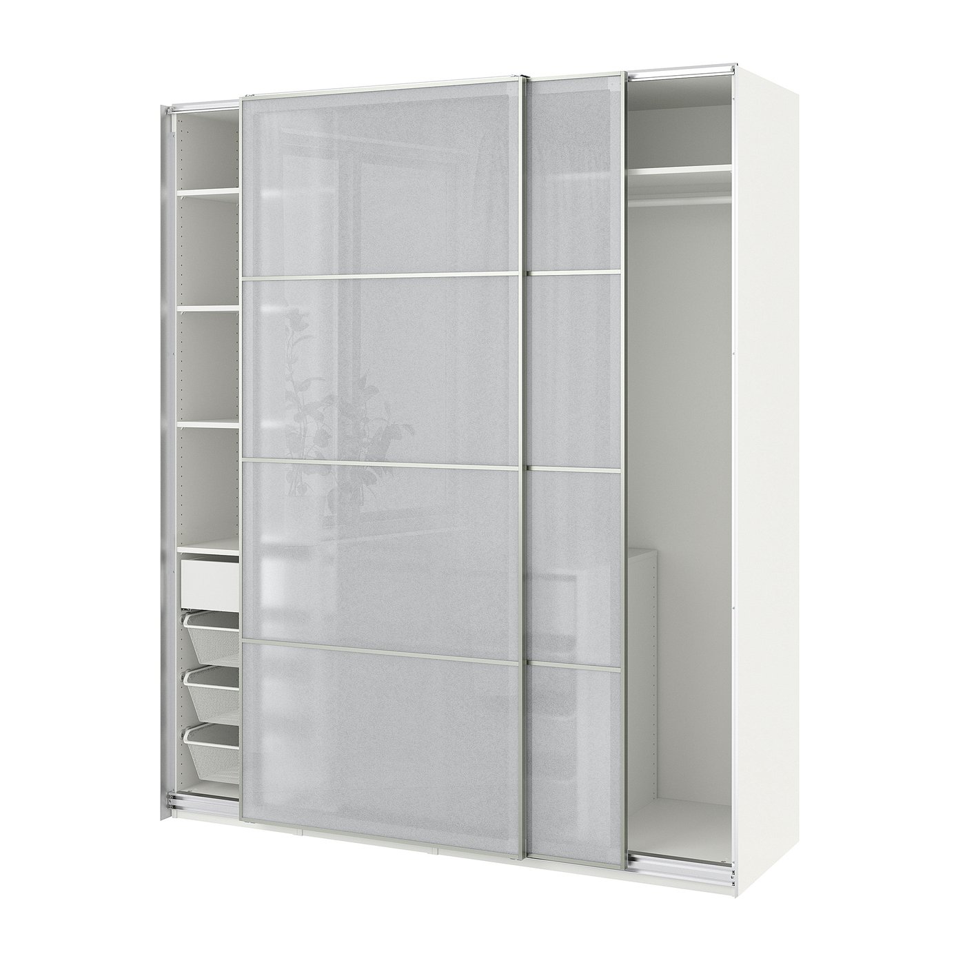 Møbelmontering PAX / SVARTISDAL Garderobe m skydedøre, hvid/hvid papirmønster, 200x66x236 cm