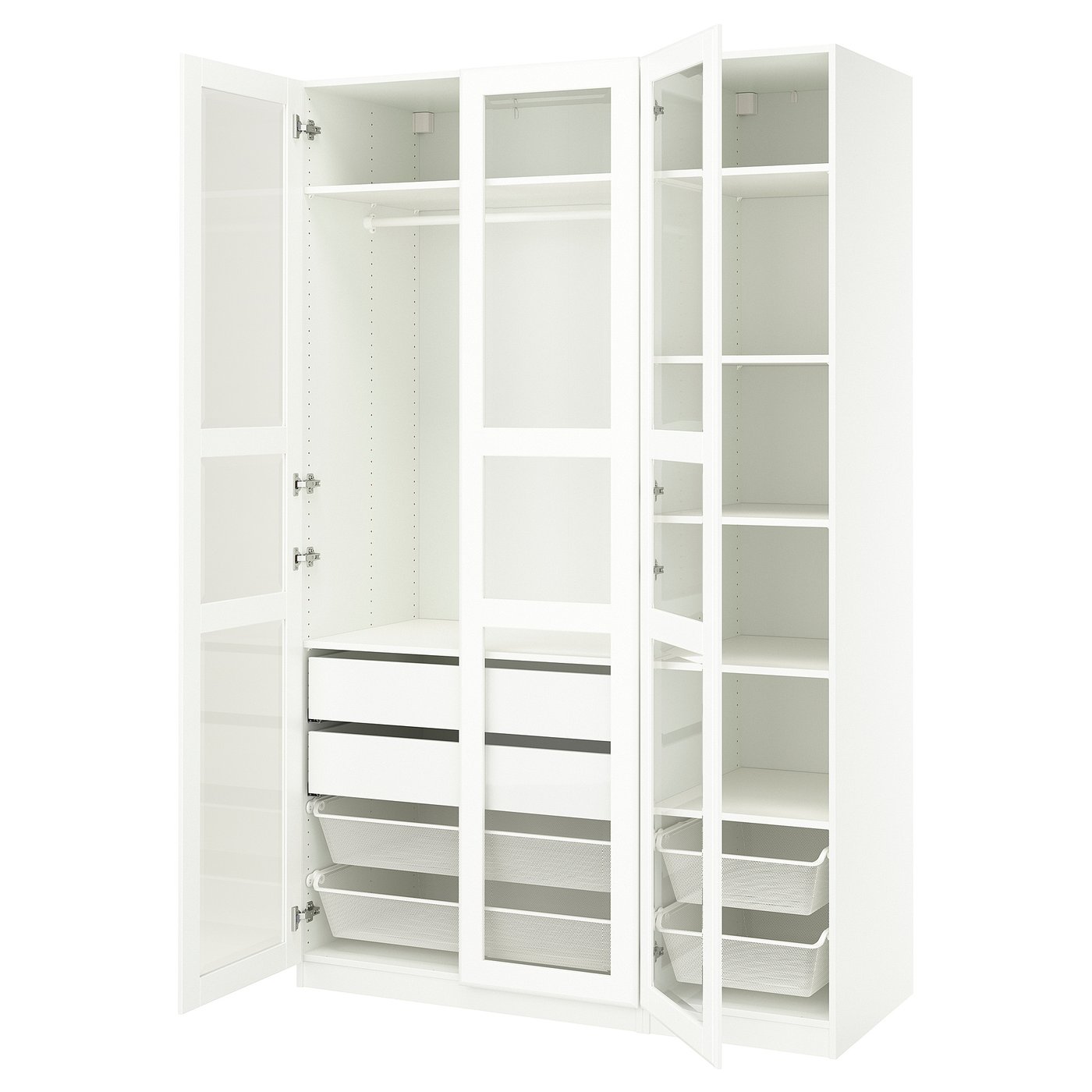 Møbelmontering PAX / TYSSEDAL Garderobekombination, hvid/hvid glas, 150x60x236 cm | Billig & Hurtig i København