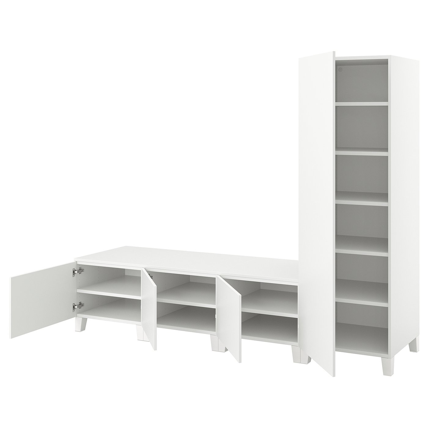 Møbelmontering PLATSA Garderobe m 4 døre, hvid/Fonnes hvid, 240x57x191 cm