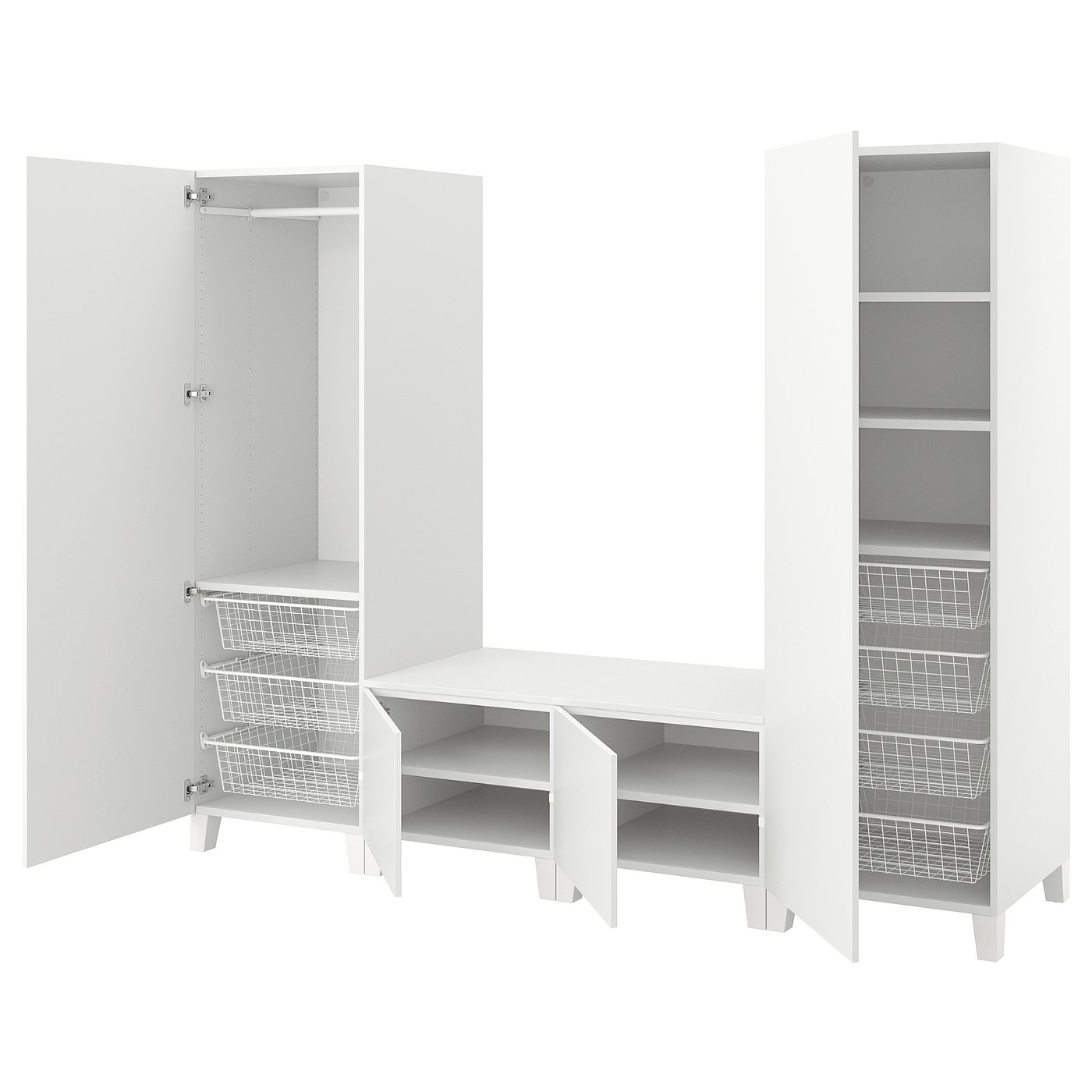 Møbelmontering PLATSA Garderobe m 4 døre, hvid/Fonnes hvid, 240x57x191 cm | Billig & Hurtig i København