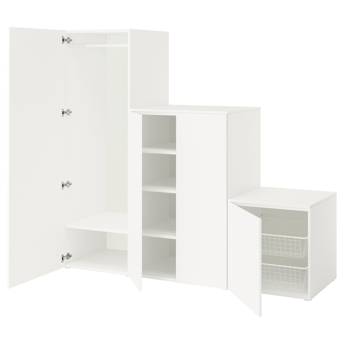 Møbelmontering PLATSA Garderobe m 4 døre, hvid/Fonnes hvid, 200x57x181 cm