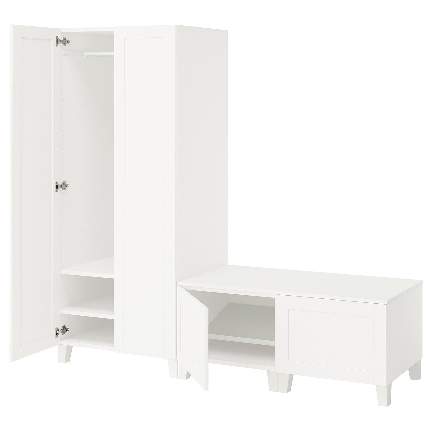 Møbelmontering PLATSA Garderobe m 4 døre, hvid/Sannidal hvid, 200x57x191 cm