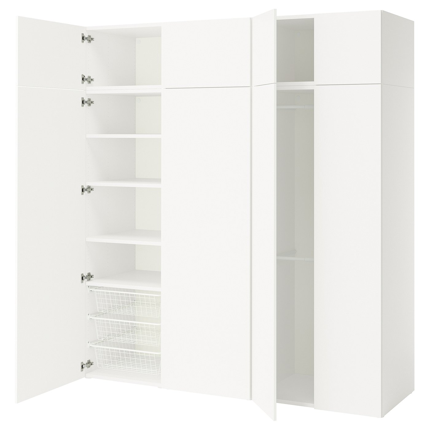 Møbelmontering PLATSA Garderobe med 8 døre, hvid/Fonnes hvid, 200x57x221 cm