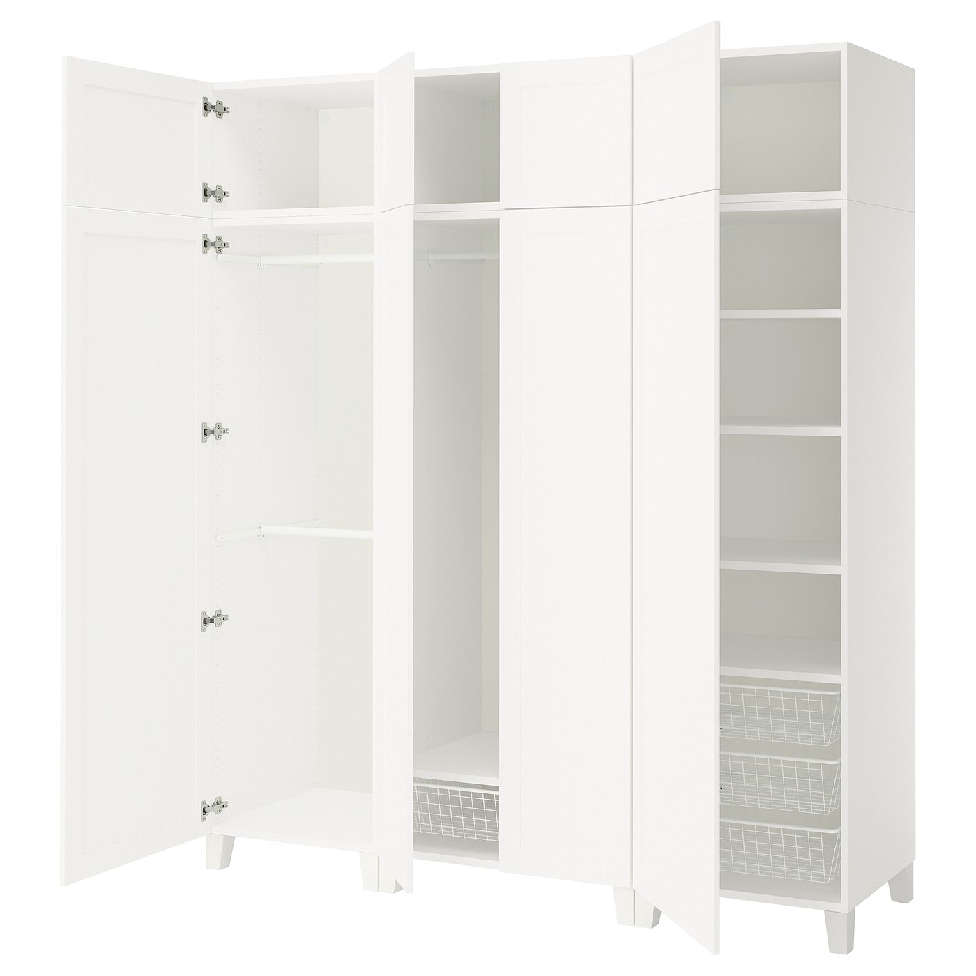 Møbelmontering PLATSA Garderobe med 8 døre, hvid/Sannidal hvid, 200x57x231 cm