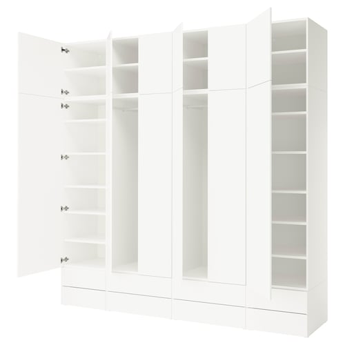 Hvid PLATSA opbevaringsmøbel med flere hylder i moderne design.