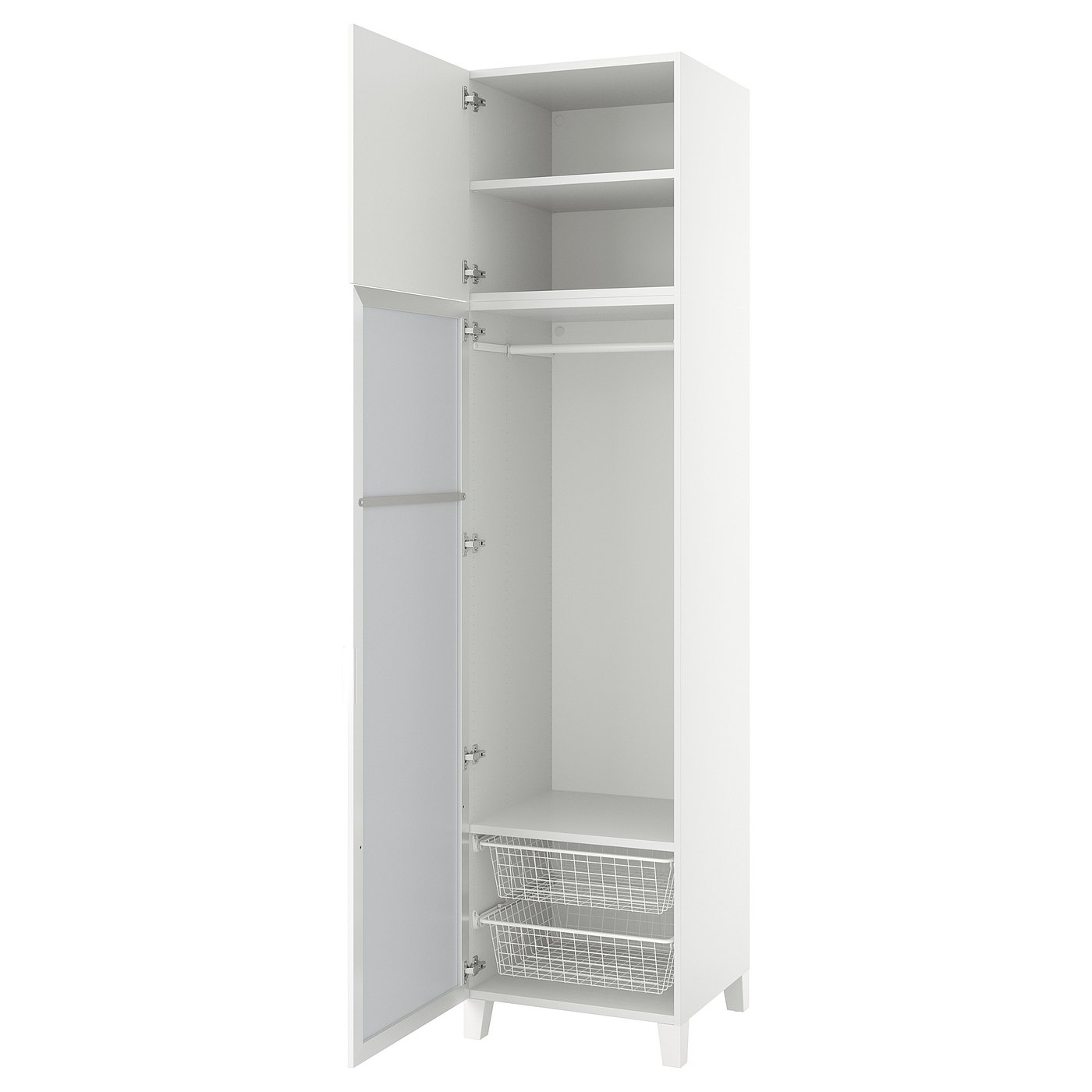 Møbelmontering PLATSA Garderobeskab med 2 døre, hvid STRAUMEN spejlglas/FONNES hvid, 60x57x251 cm