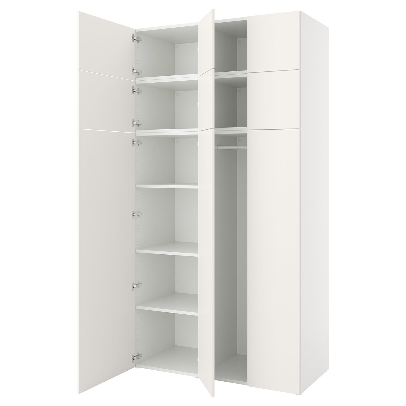 Møbelmontering PLATSA Garderobeskab med 9 døre, hvid/Fonnes hvid, 140x57x261 cm