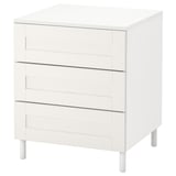 Hvid PLATSA opbevaringsenhed, 3 skuffer, moderne minimalistisk design.