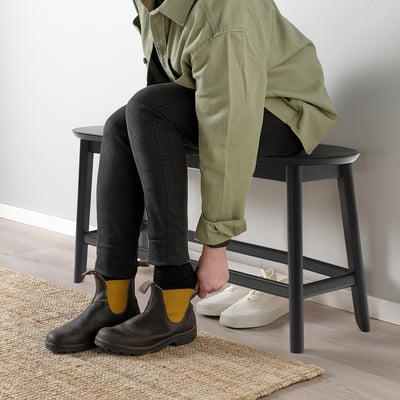 RÄVSTEN Bænk, sort, 93 cm