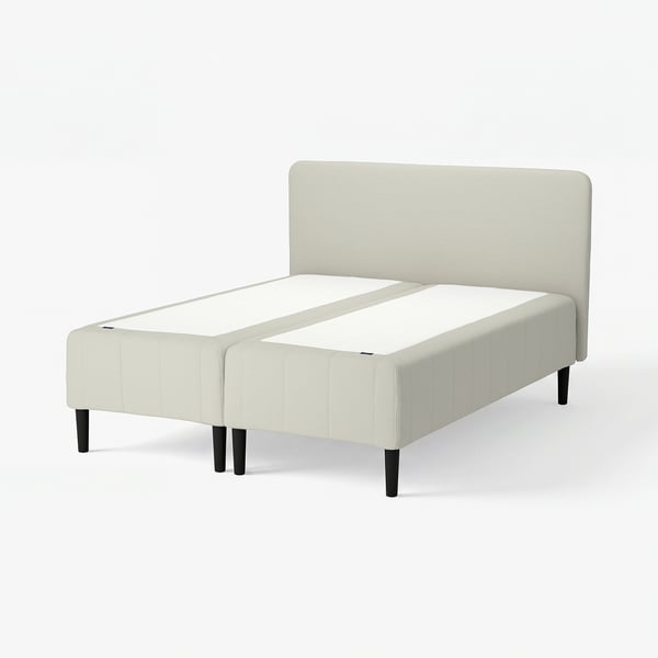 RÅHOLMAR Boxmadras med pocketfjedre, 5 zoner, inkl. ben og sengegavl medium/Knisa lys beige, 180x200 cm