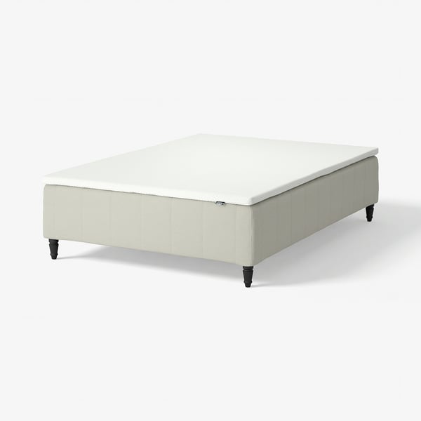 RÅHOLMAR Boxmadras med pocketfjedre, 5 zoner, inkl. ben og topmadras fast/Knisa lys beige Nordberget, 140x200 cm