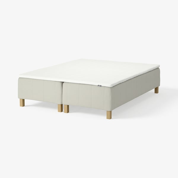 RÅHOLMAR Boxmadras med pocketfjedre, 5 zoner, inkl. ben og topmadras medium/Knisa lys beige Nisseholm, 180x200 cm