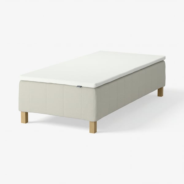 RÅHOLMAR Boxmadras med pocketfjedre, 5 zoner, inkl. ben og topmadras medium/Knisa lys beige Nordberget, 90x200 cm