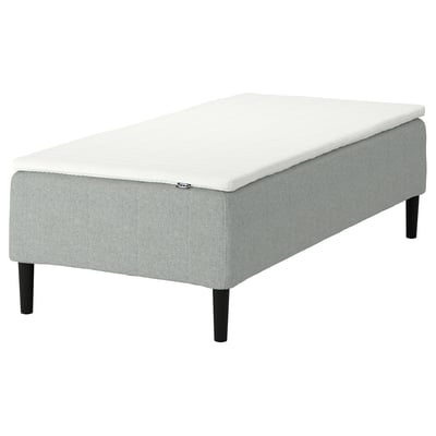 RÅHOLMAR Boxmadras med pocketfjedre, 5 zoner, inkl. ben og topmadras medium/Tibbleby beige/grå Nisseholm, 90x200 cm