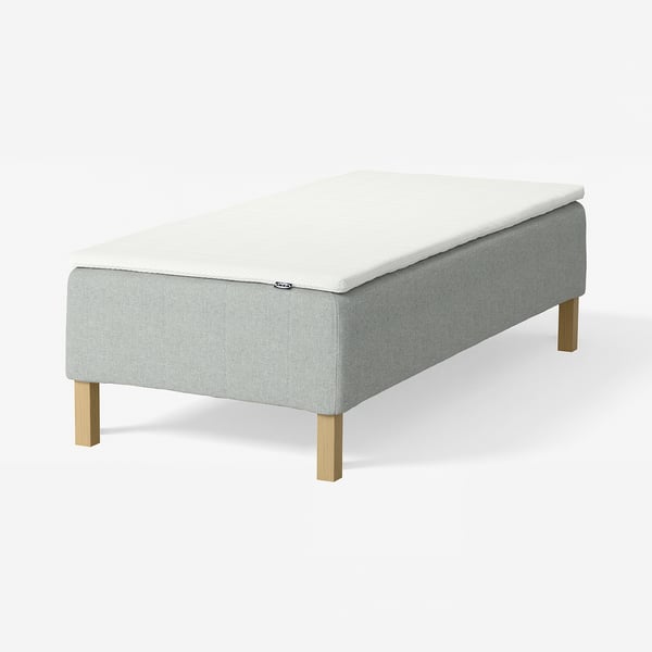 RÅHOLMAR Boxmadras med pocketfjedre, 5 zoner, inkl. ben og topmadras medium/Tibbleby beige/grå Nisseholm, 80x200 cm