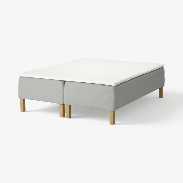 RÅHOLMAR Boxmadras med pocketfjedre, 5 zoner, inkl. ben og topmadras medium/Tibbleby beige/grå Nisseholm, 180x200 cm