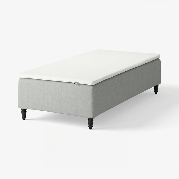 RÅHOLMAR Boxmadras med pocketfjedre, 5 zoner, inkl. ben og topmadras medium/Tibbleby beige/grå Nisseholm, 80x200 cm