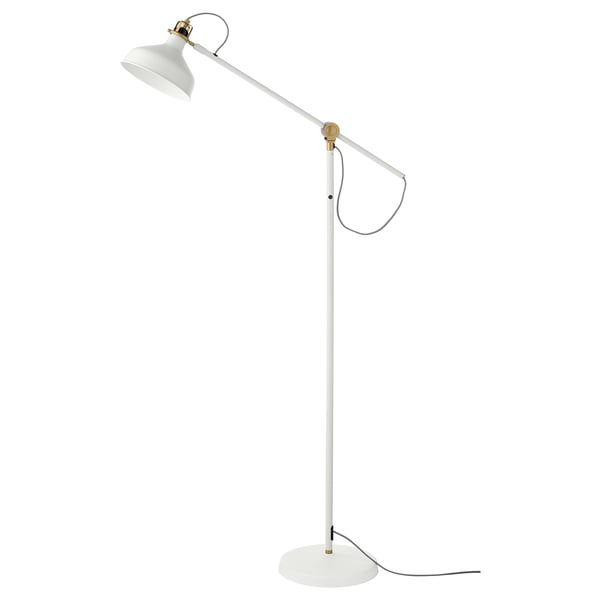 Hvid RANARP gulvlampe med justerbar hals, moderne design.