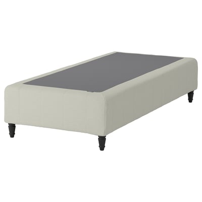 RENFJÄLLET sengebund, beige, polstret med mørkegrå top, træben.