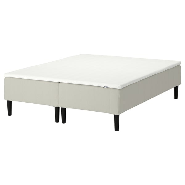 RENFJÄLLET Boxmadras med pocketfjedre, inkl. ben og topmadras fast/Knisa lys beige Nisseholm, 160x200 cm