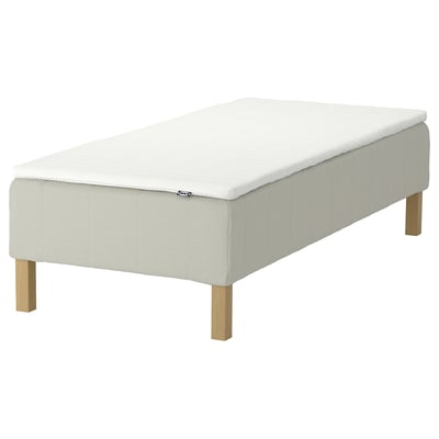 RENFJÄLLET Boxmadras med pocketfjedre, inkl. ben og topmadras fast/Knisa lys beige Nisseholm, 90x200 cm