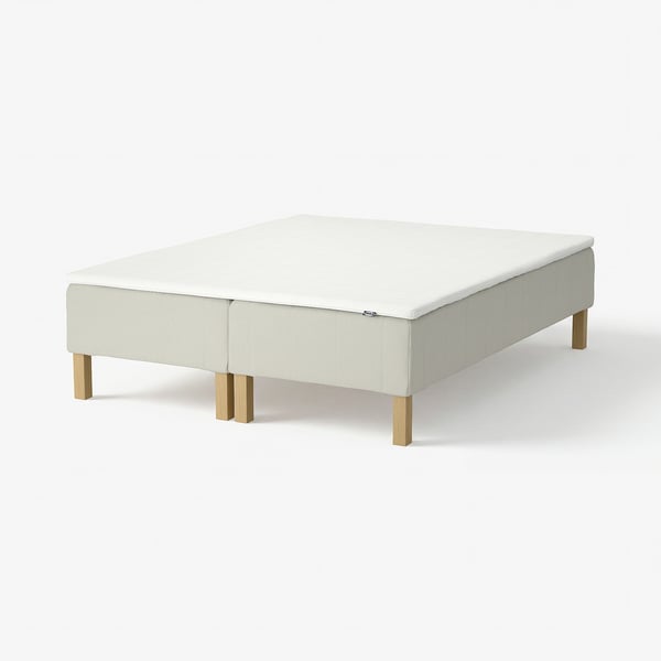 RENFJÄLLET Boxmadras med pocketfjedre, inkl. ben og topmadras fast/Knisa lys beige Nisseholm, 160x200 cm