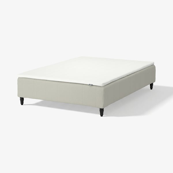 RENFJÄLLET Boxmadras med pocketfjedre, inkl. ben og topmadras fast/Knisa lys beige Nisseholm, 140x200 cm